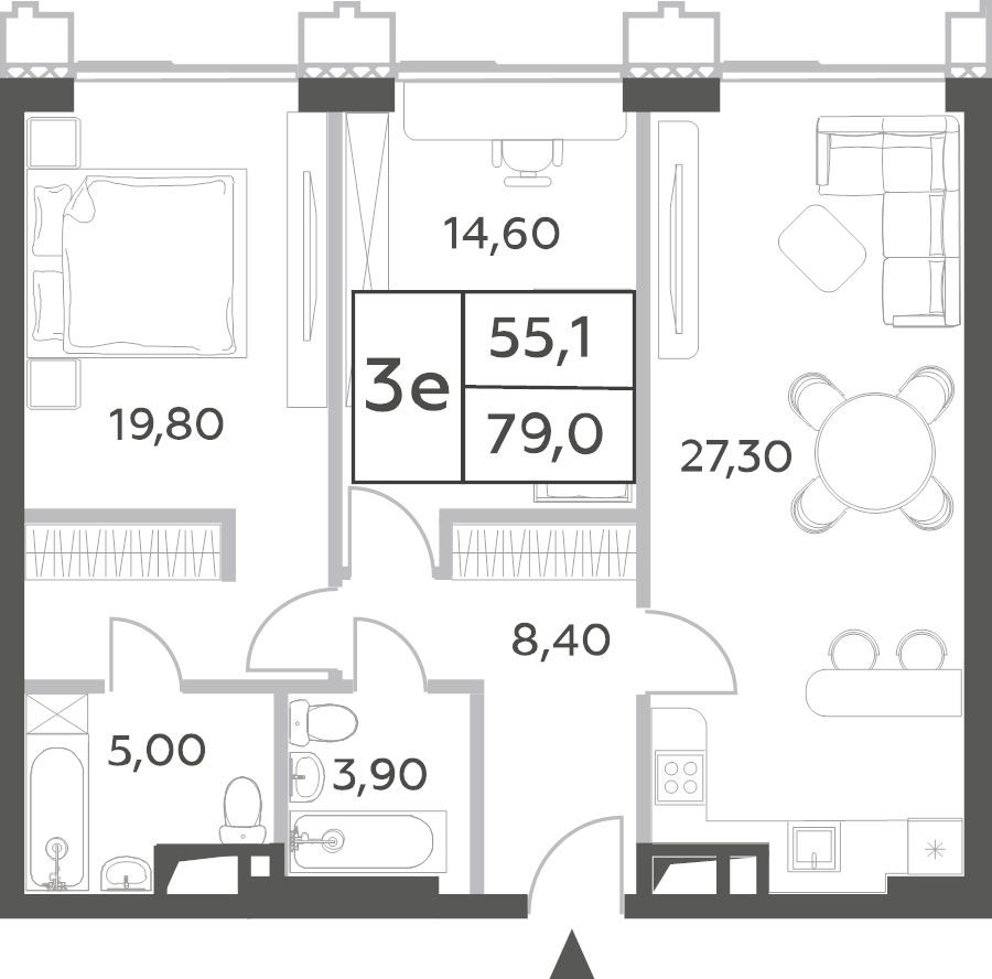3 ккв (Евро) 80,8 м²