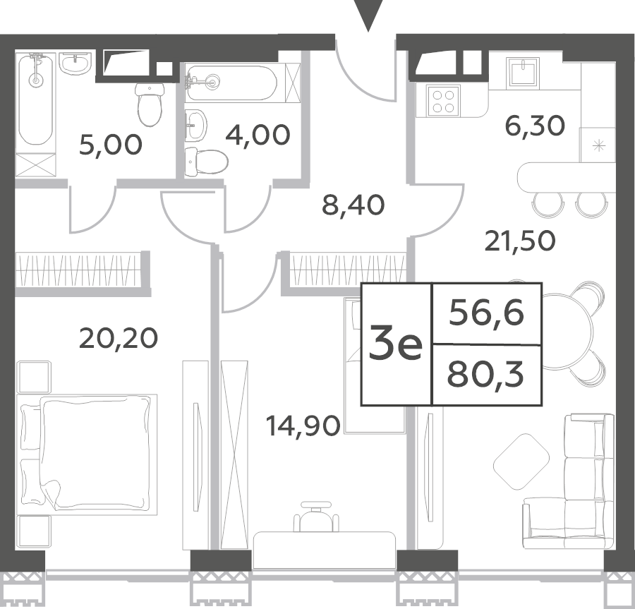 3 ккв (Евро) 80,3 м²