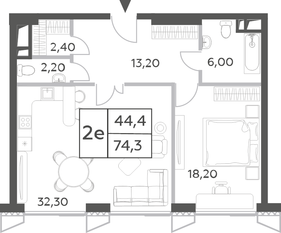 2 ккв (Евро) 75,1 м²