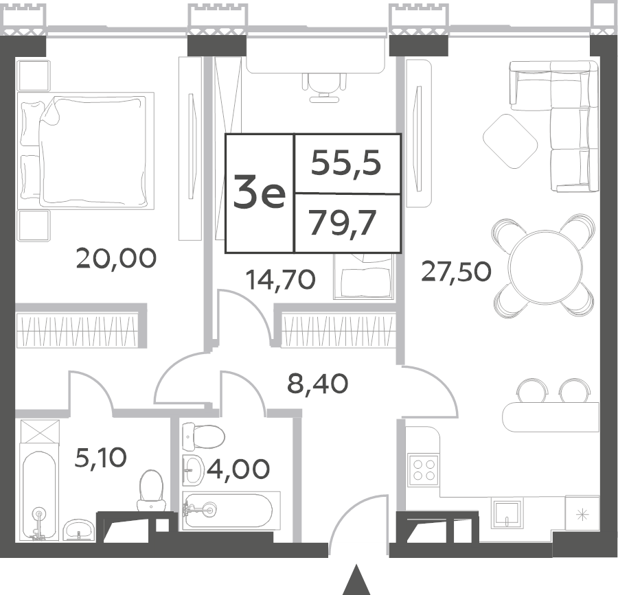 3 ккв (Евро) 80,8 м²