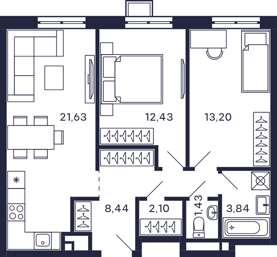 3 ккв (Евро) 63,1 м²