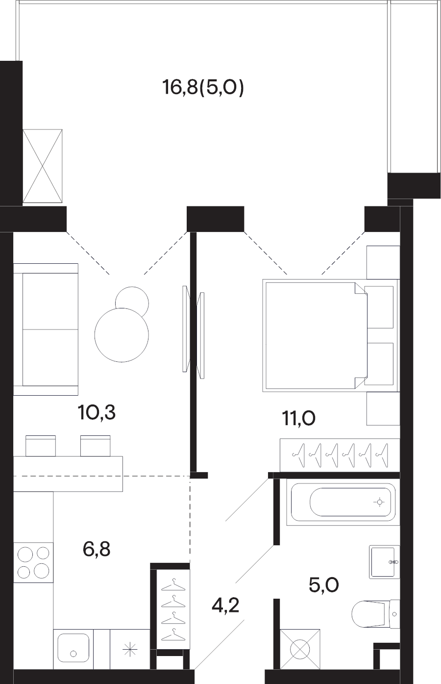 2 ккв (Евро) 42,1 м²