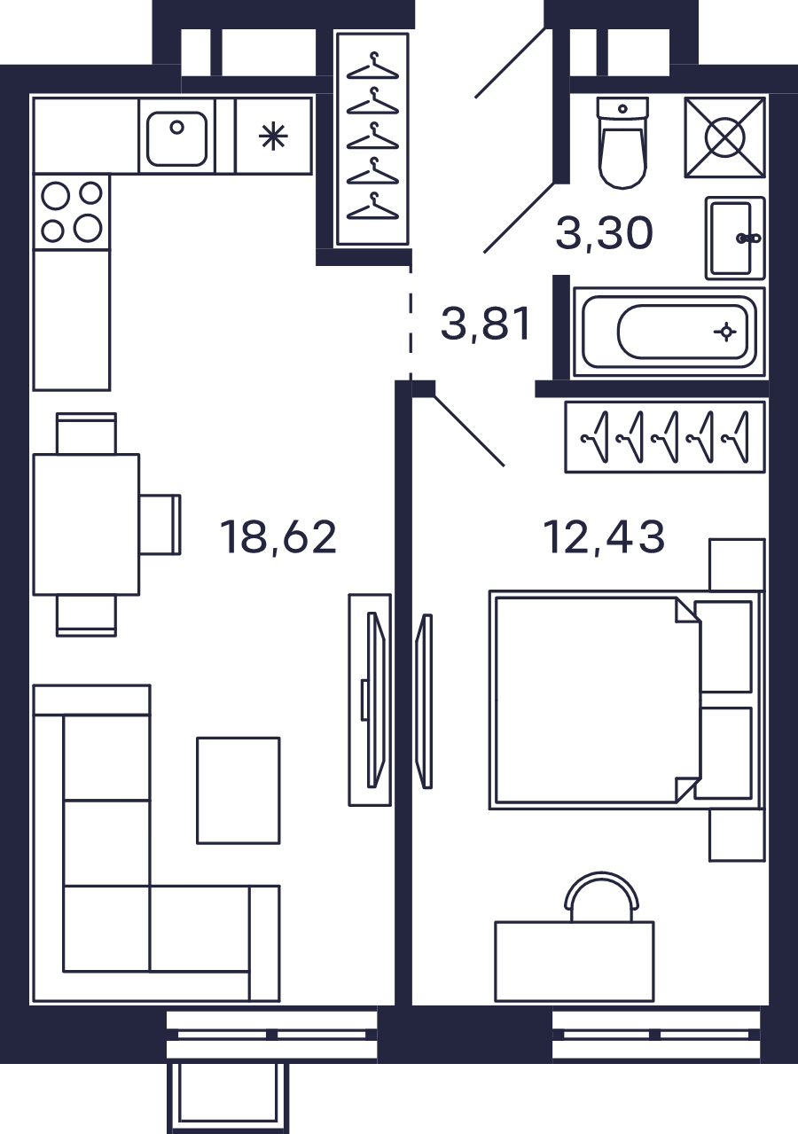2 ккв (Евро) 39,9 м²