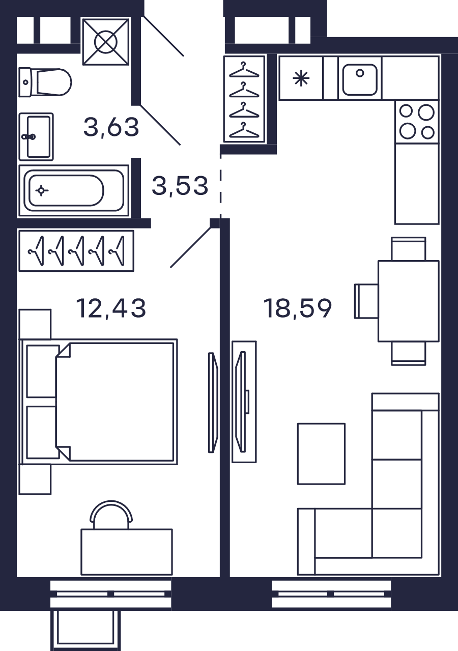 2 ккв (Евро) 39,9 м²