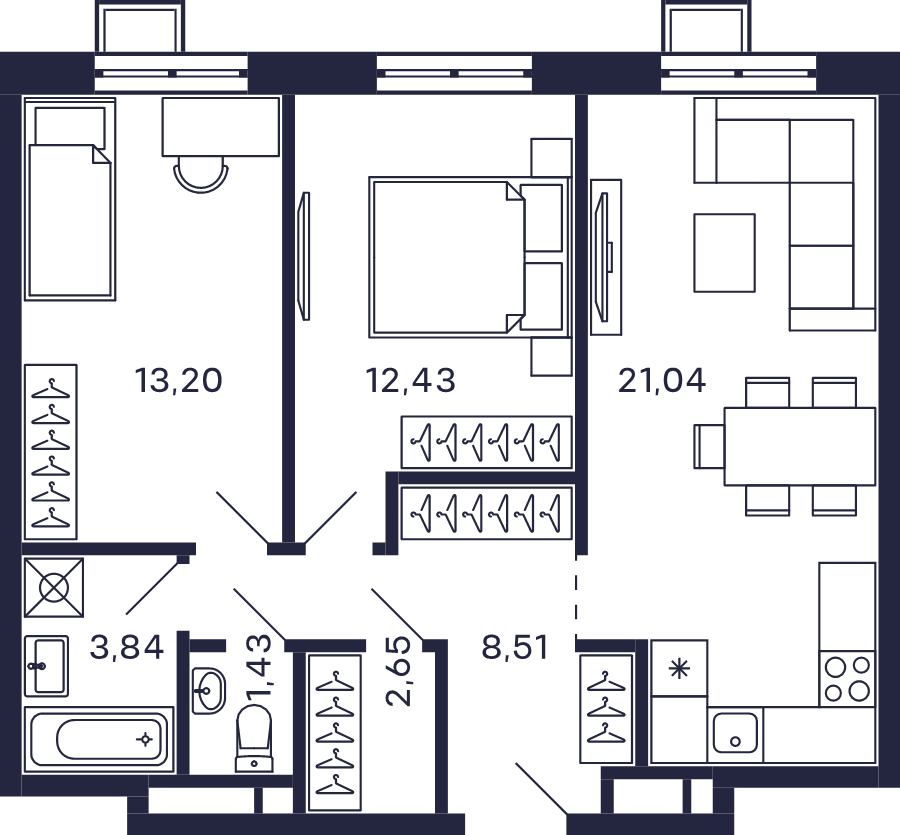 3 ккв (Евро) 63,1 м²