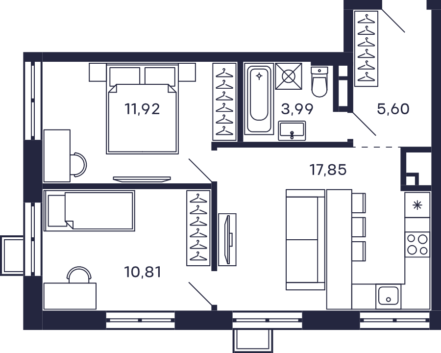 3 ккв (Евро) 52,2 м²