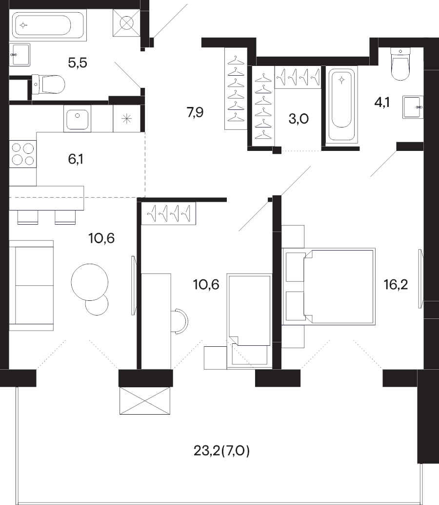 3 ккв (Евро) 70,6 м²