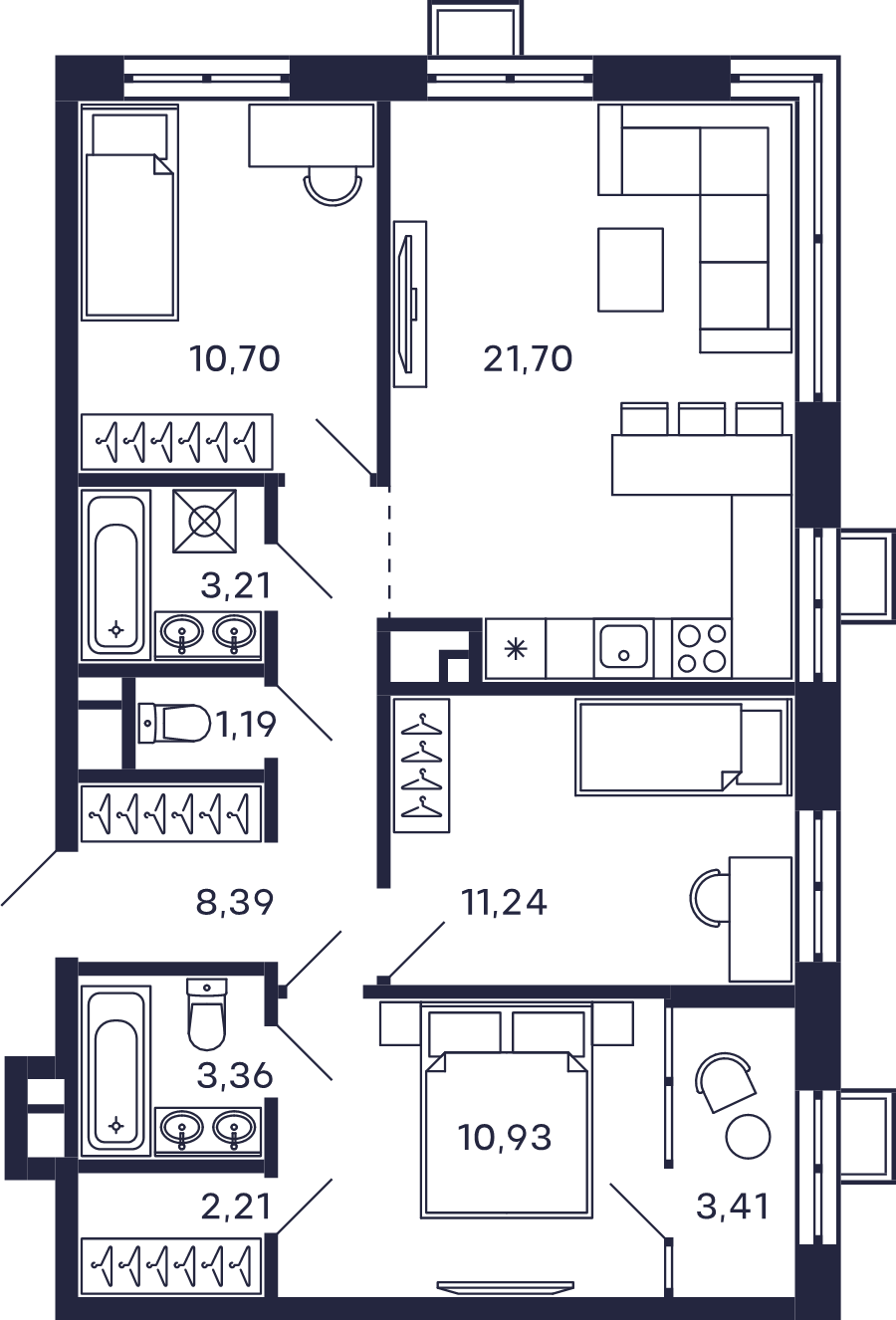 4 ккв (Евро) 76,3 м²