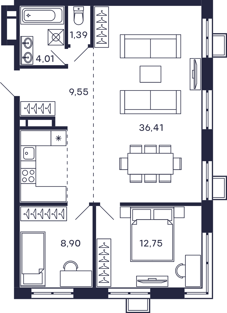 3 ккв (Евро) 73 м²