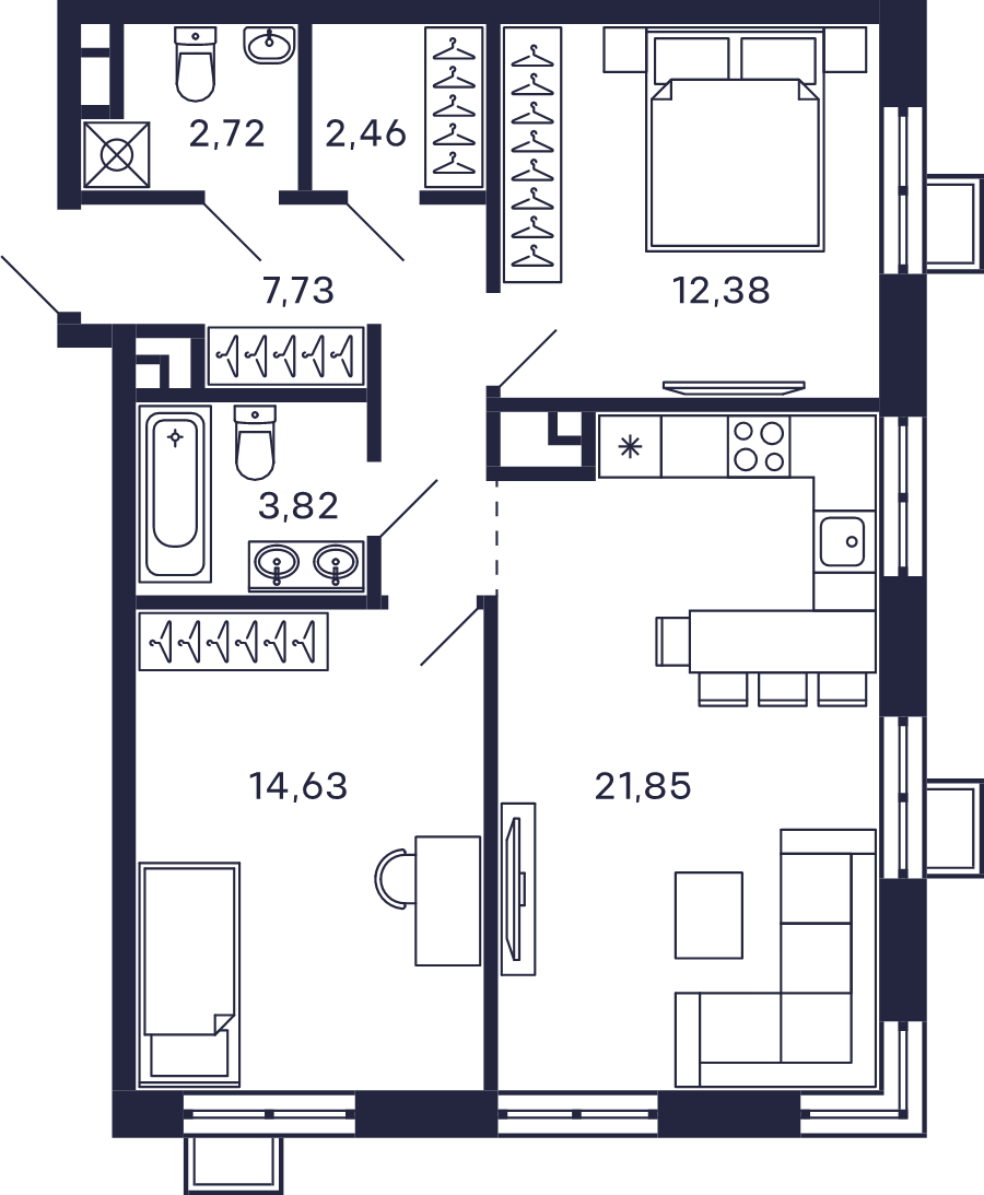 3 ккв (Евро) 67,3 м²