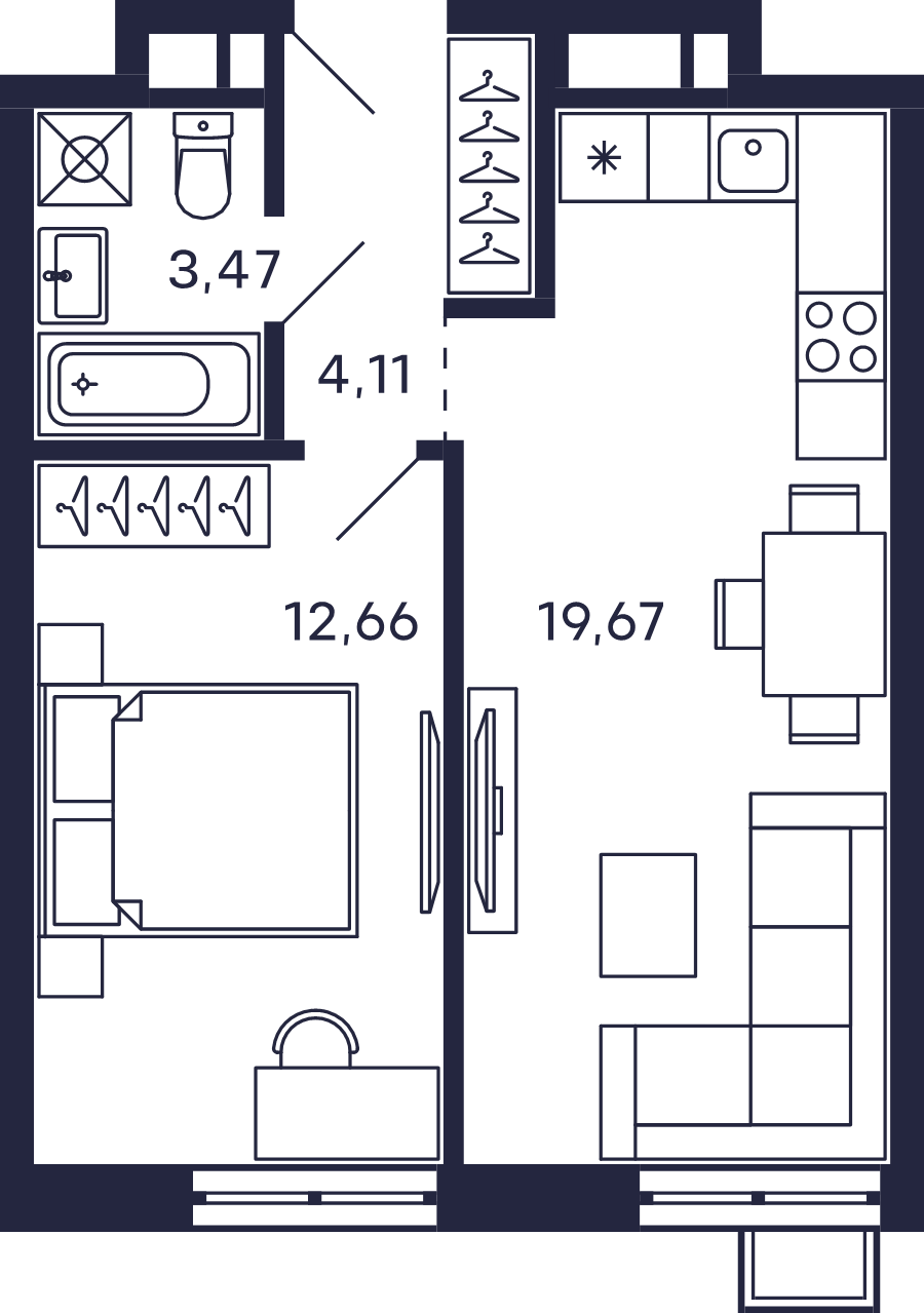 2 ккв (Евро) 39,9 м²
