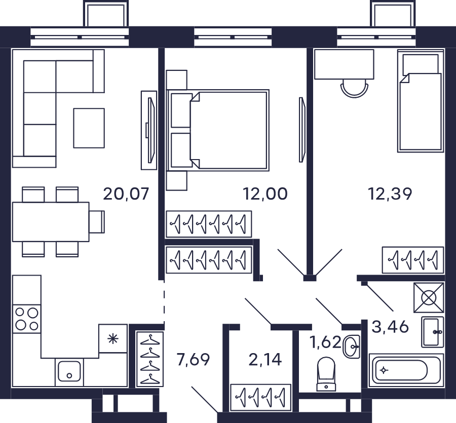 3 ккв (Евро) 62,8 м²