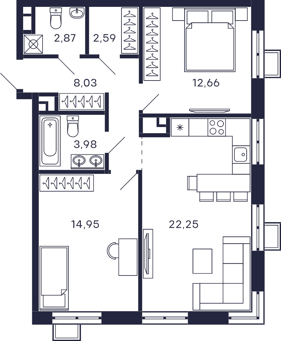 3 ккв (Евро) 67,3 м²