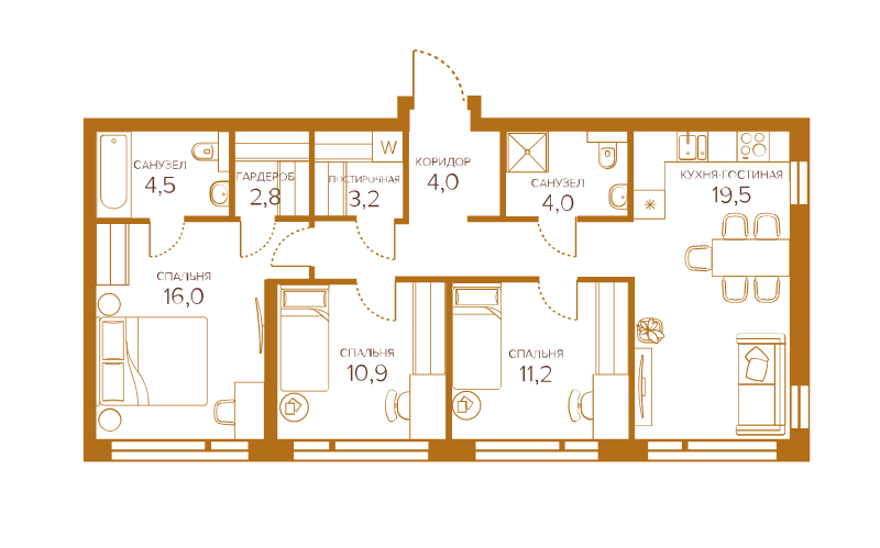 4 ккв (Евро) 83,7 м²