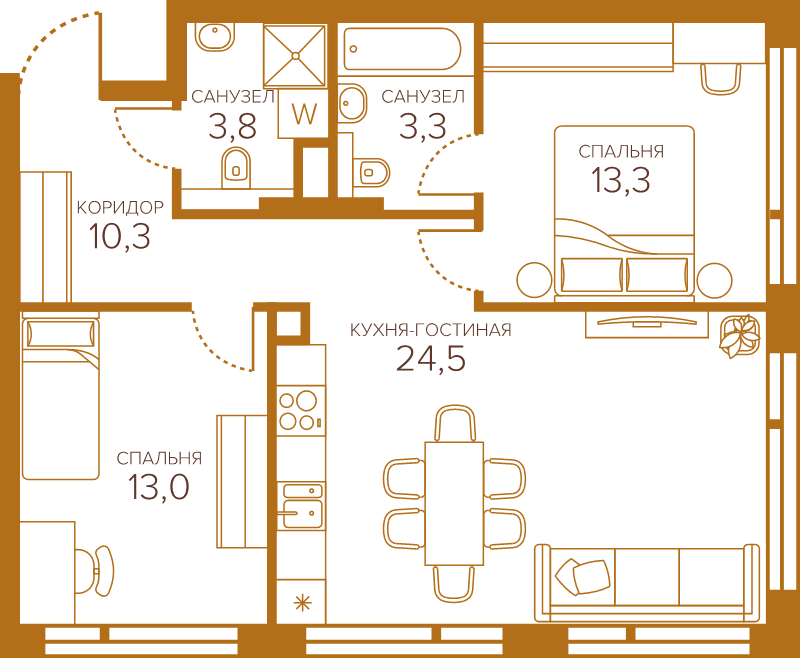 3 ккв (Евро) 68,7 м²