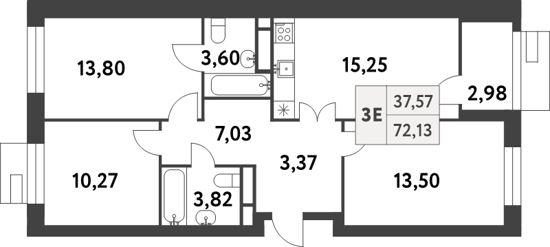 4 ккв (Евро) 72,1 м²