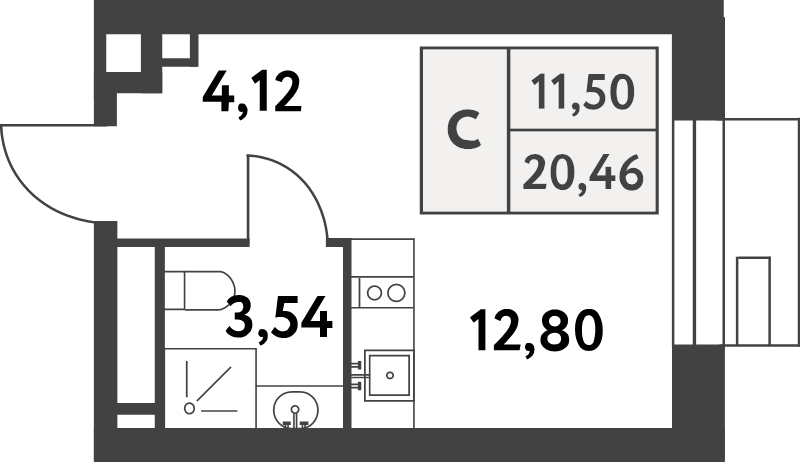 Студия 20,4 м²