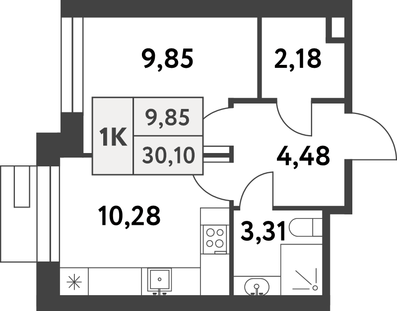 1 ккв 30,1 м²