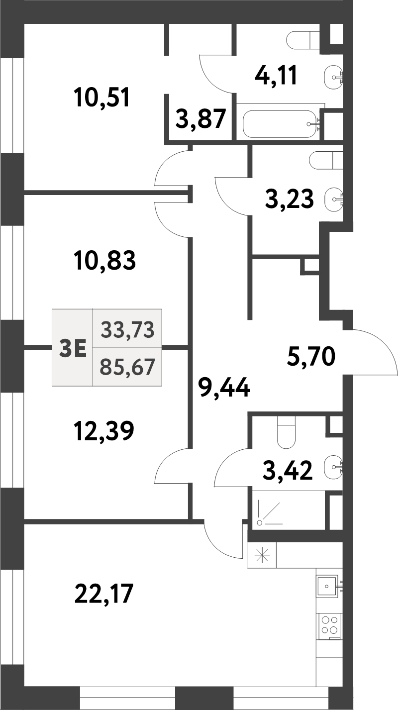 4 ккв (Евро) 85,6 м²