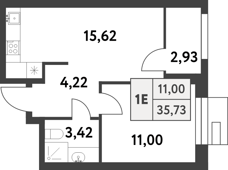 2 ккв (Евро) 35,7 м²
