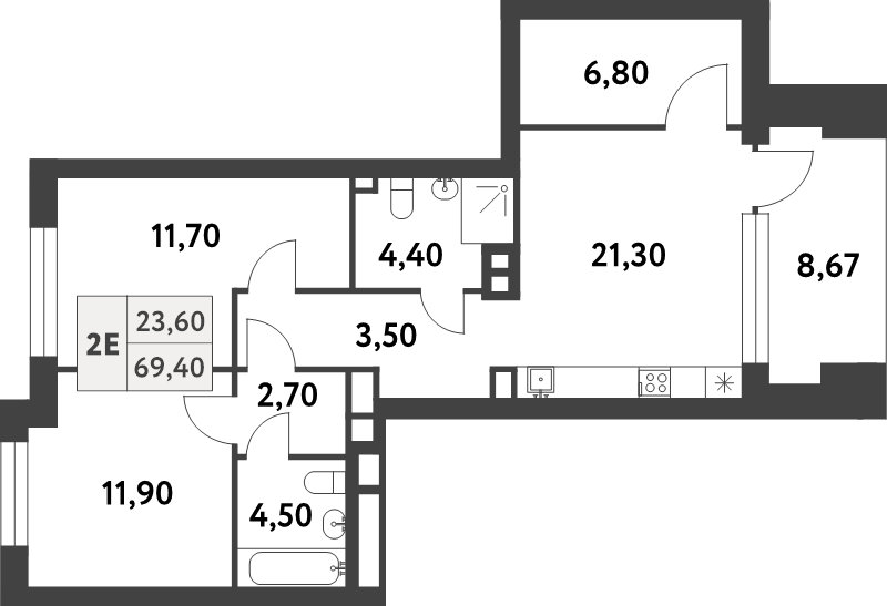 3 ккв (Евро) 69,4 м²