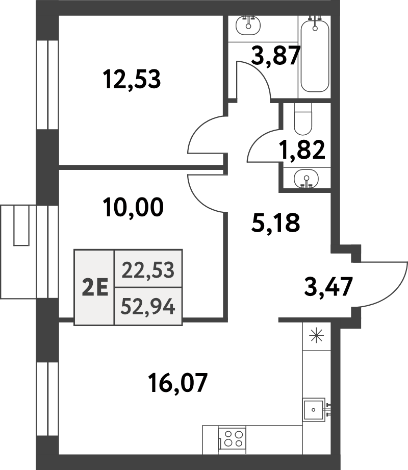 3 ккв (Евро) 52,9 м²