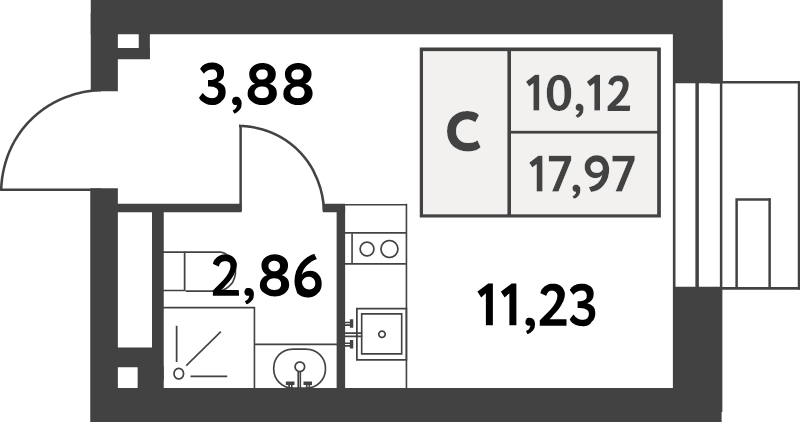 Студия 17,9 м²
