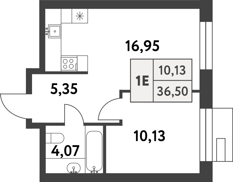 2 ккв (Евро) 36,5 м²