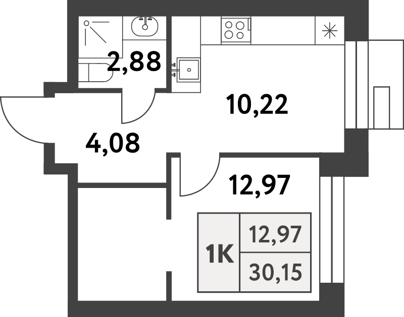1 ккв 30,1 м²