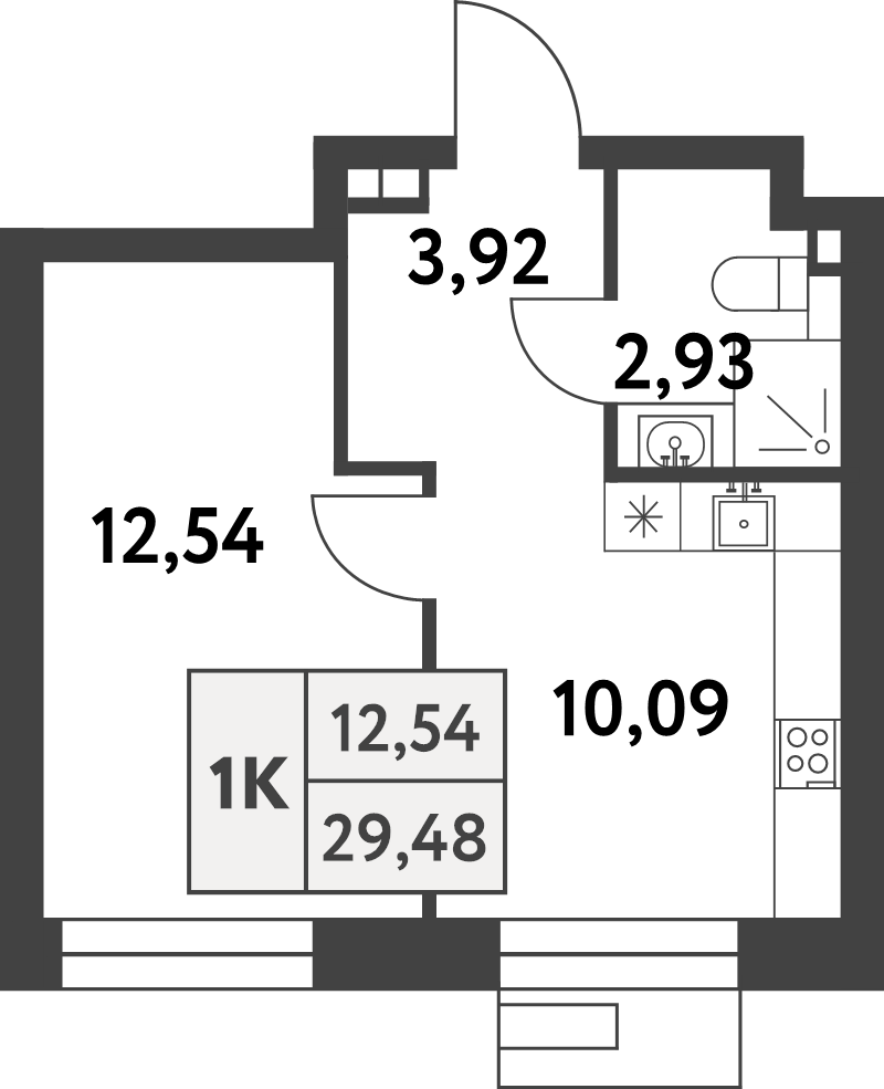 1 ккв 29,4 м²