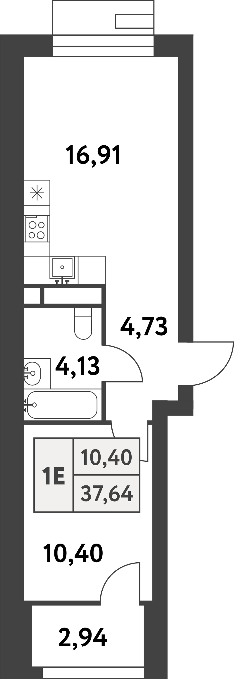 2 ккв (Евро) 37,6 м²
