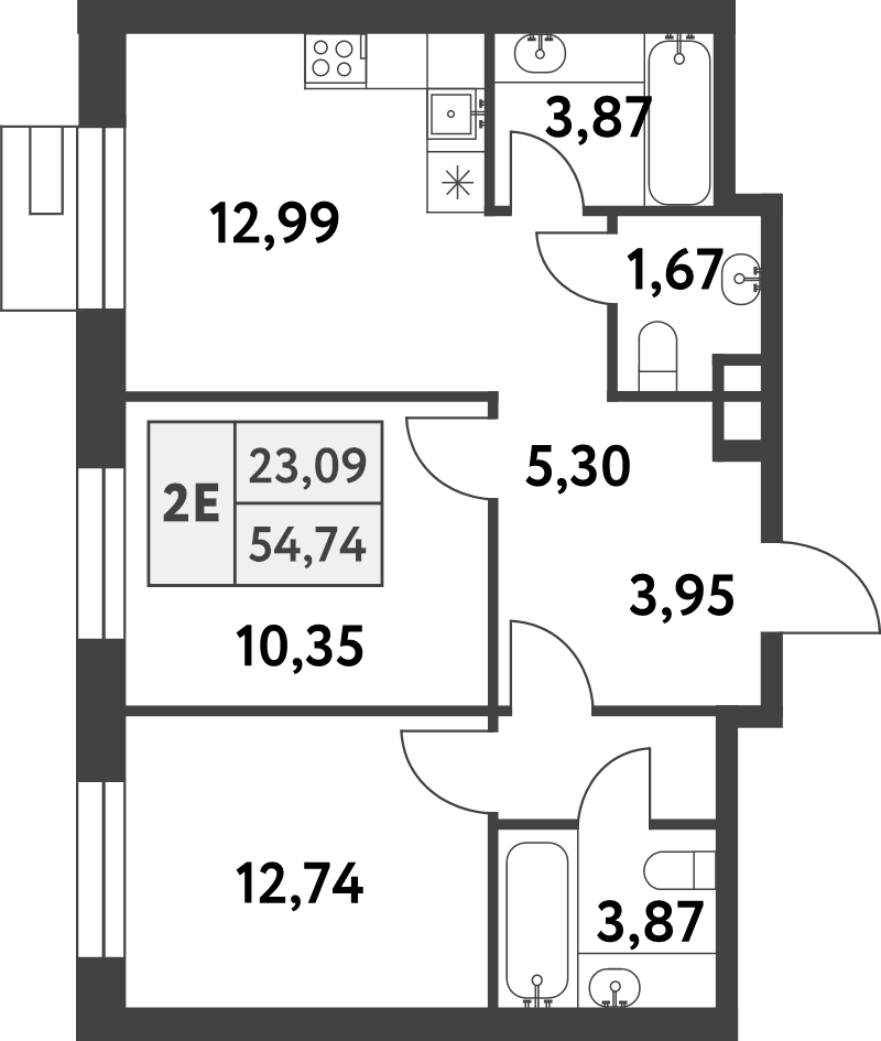 2 ккв 54,7 м²