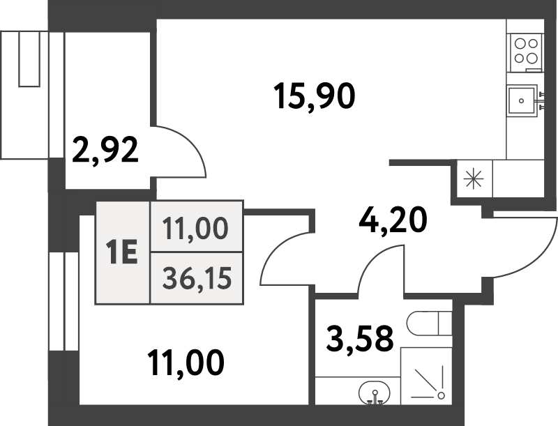 2 ккв (Евро) 36,1 м²