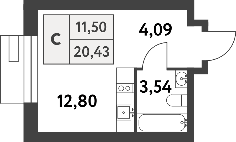 Студия 20,4 м²