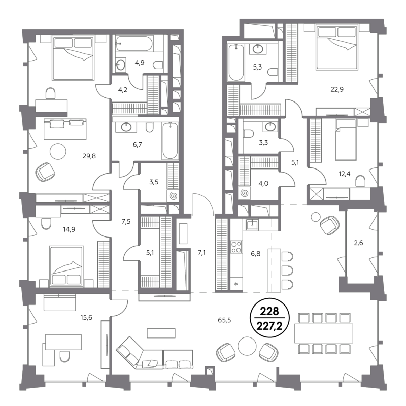 6 ккв (Евро) 227,2 м²