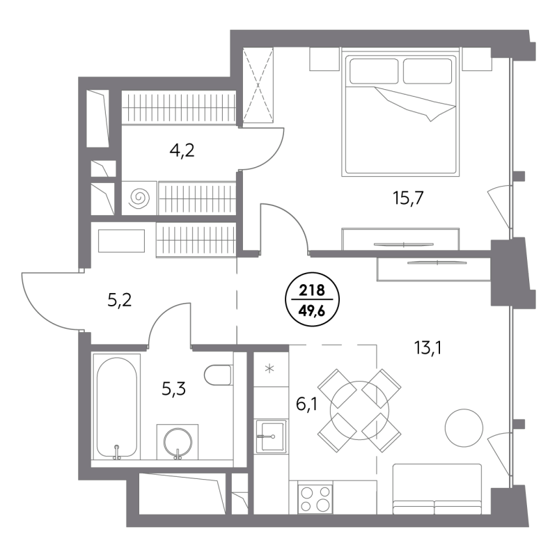 2 ккв (Евро) 49,6 м²