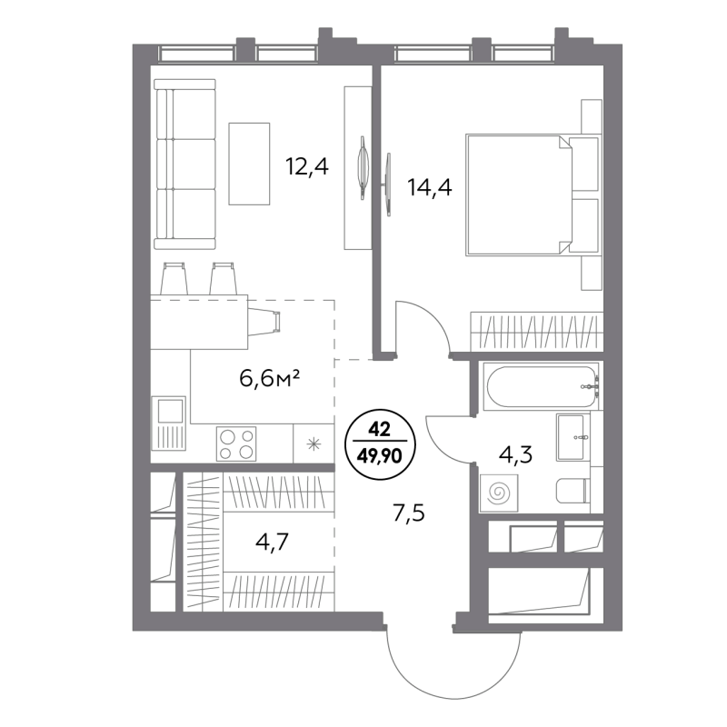 2 ккв (Евро) 49,9 м²