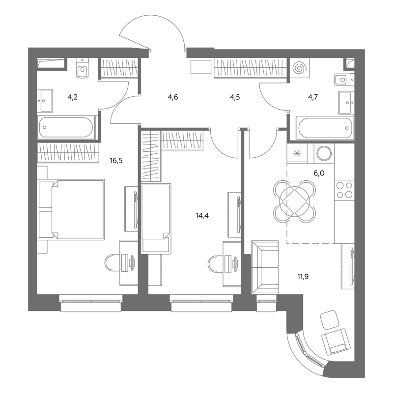 3 ккв (Евро) 67,6 м²