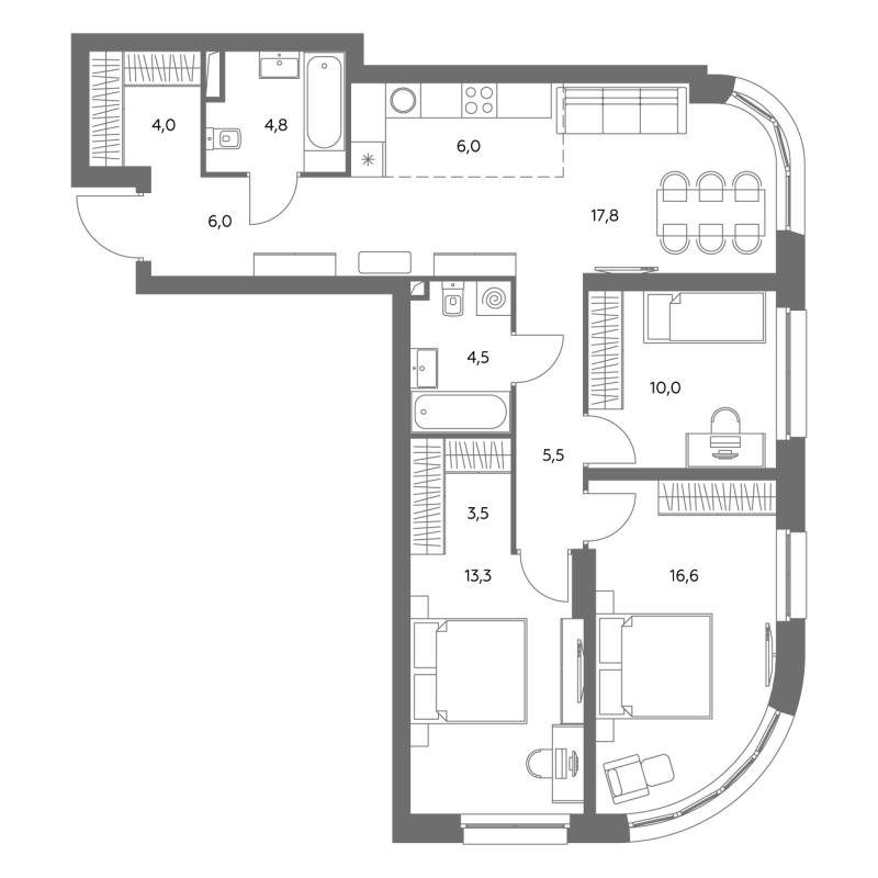 4 ккв (Евро) 91,8 м²