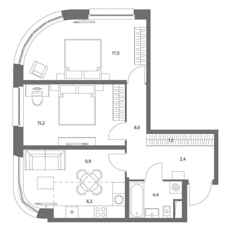 3 ккв (Евро) 64,8 м²