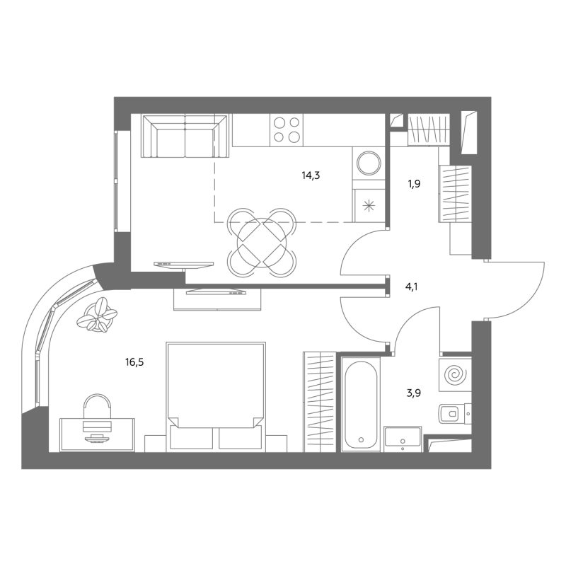 1 ккв 41 м²