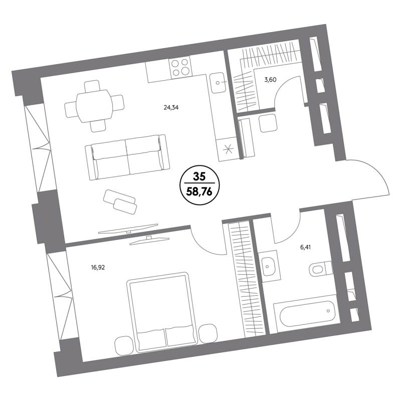 2 ккв (Евро) 57,7 м²