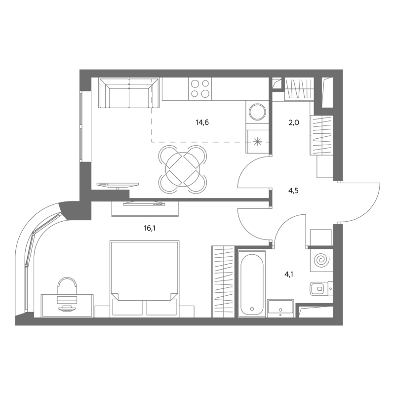 1 ккв 41,5 м²