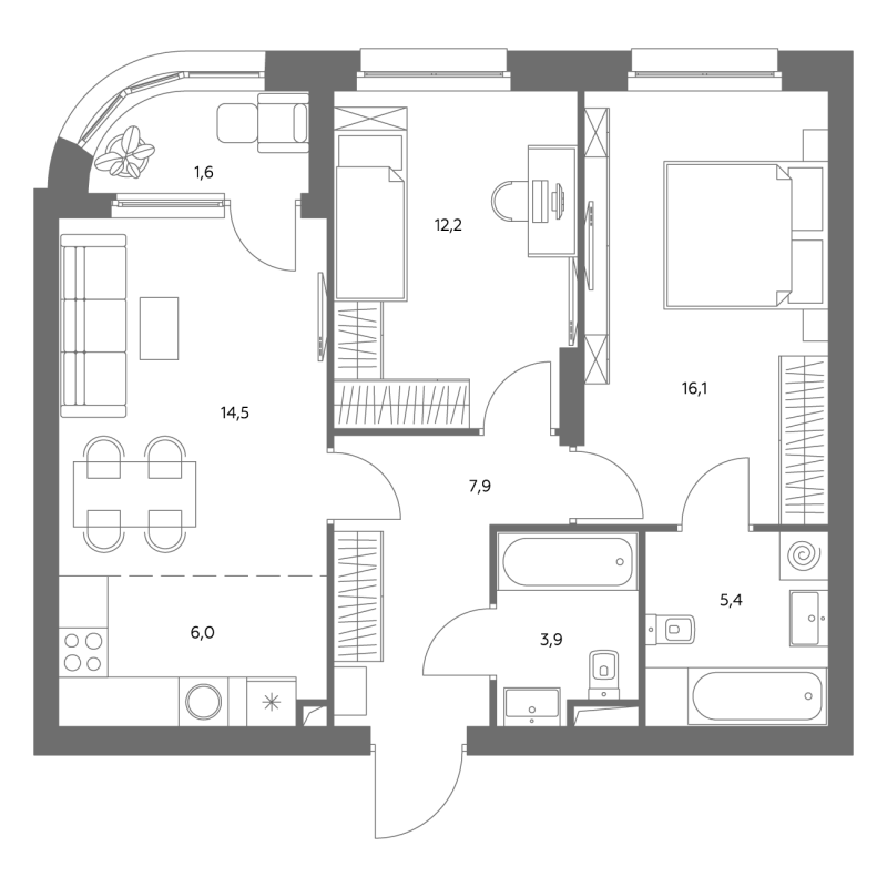 3 ккв (Евро) 68,2 м²