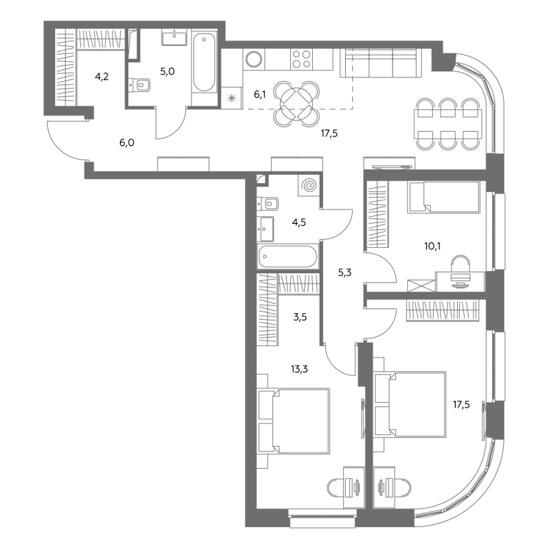 4 ккв (Евро) 93,5 м²
