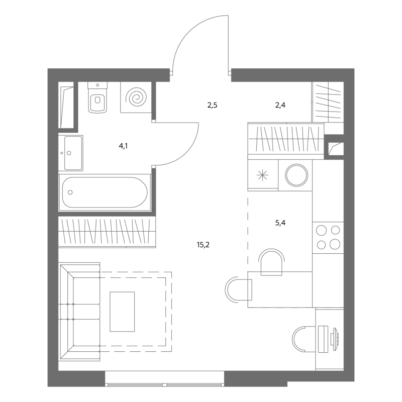 Студия 30 м²
