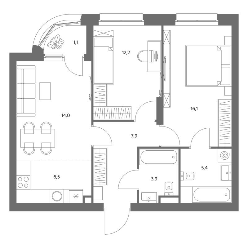 3 ккв (Евро) 67,7 м²