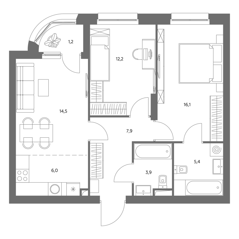 3 ккв (Евро) 67,8 м²