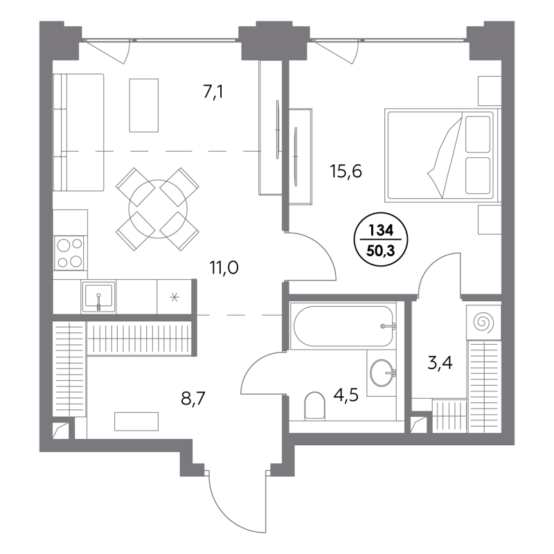2 ккв (Евро) 50,3 м²