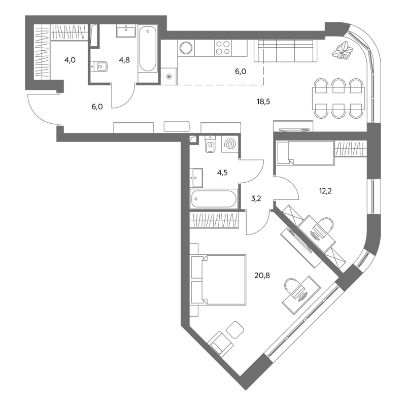 3 ккв (Евро) 79,1 м²